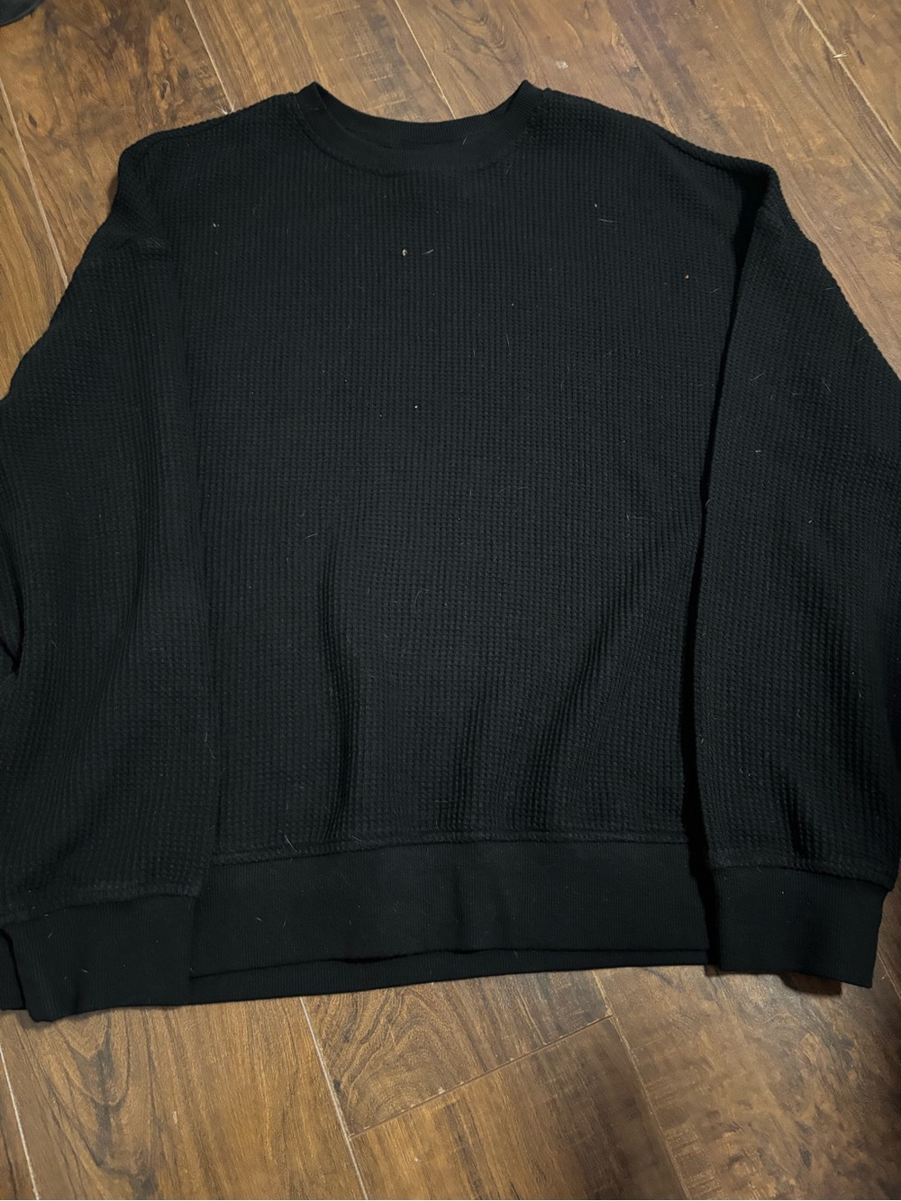 Original Use Black Waffle Crewneck Sweater